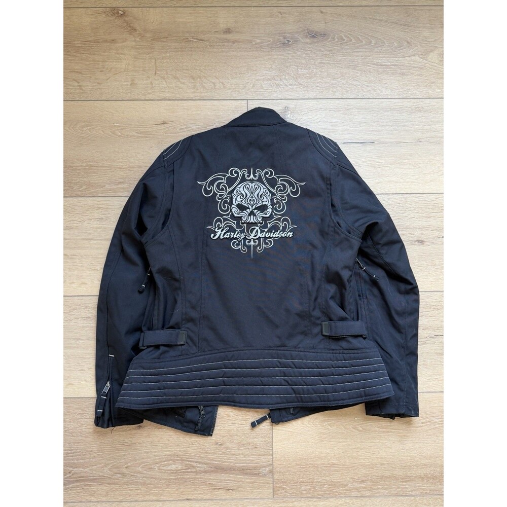 Harley Davidson Jacket Womens Large Black Willie G Skull Moto Biker